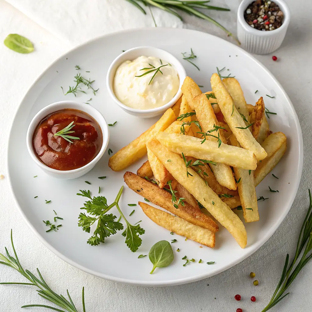 Delicious air fry French fries served hot.