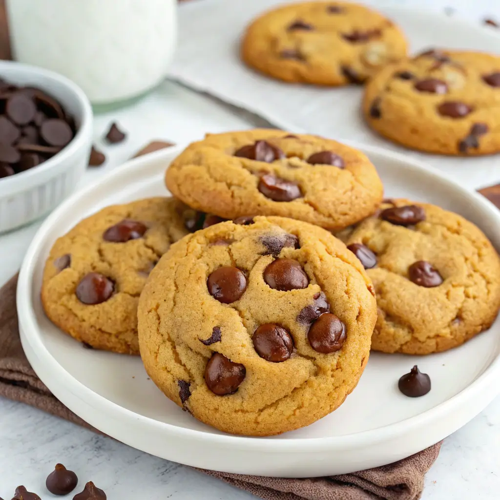 Freshly baked air fryer chocolate chip cookies