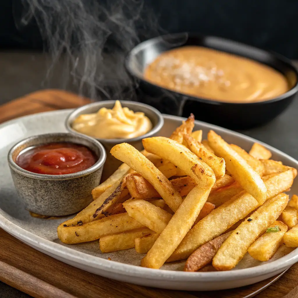 Making air fryer frozen French fries
