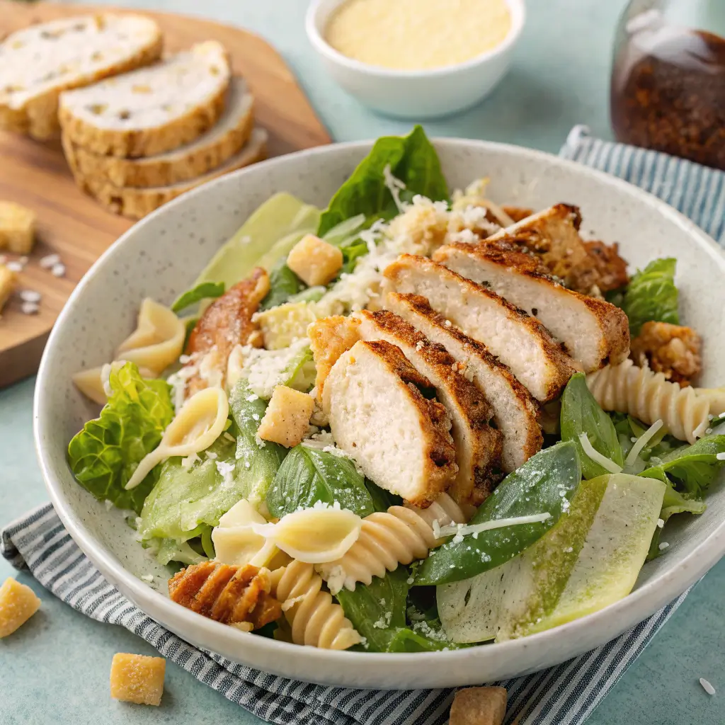 Delicious Chicken Caesar Salad with Pasta