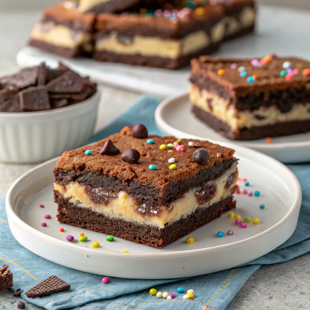 Delicious easy slutty brownies ready to serve