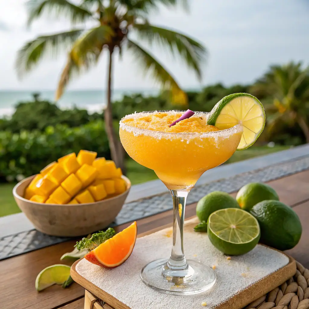 Frozen mango margarita in a glass