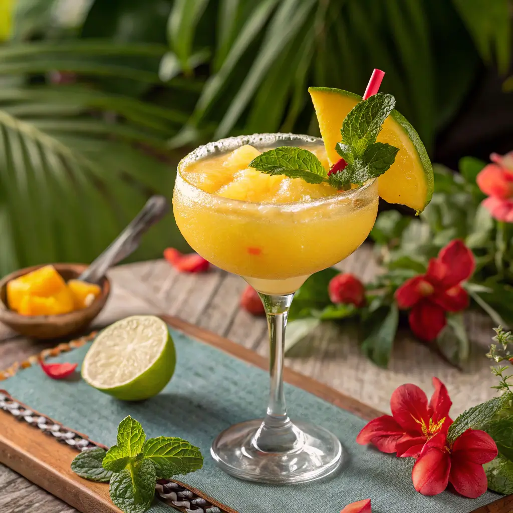 Mango Margarita served in a stylish glass
