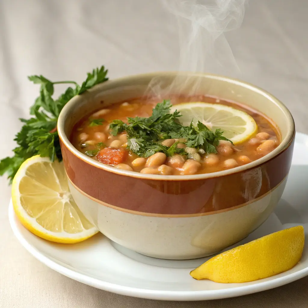 Delicious navy bean soup served in a bowl