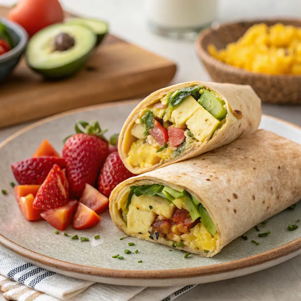 Healthy Breakfast Burrito Plated
