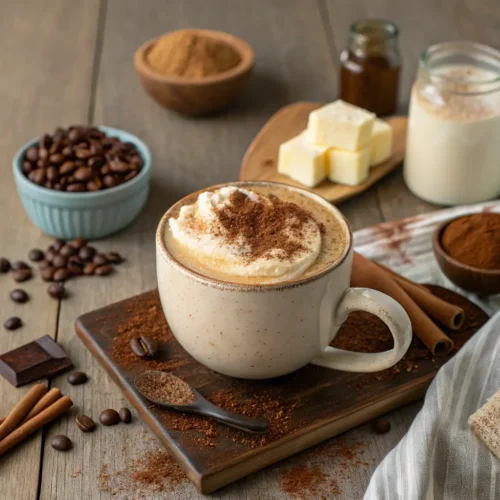 process of making coffee loophole recipe, including brewing and mixing.