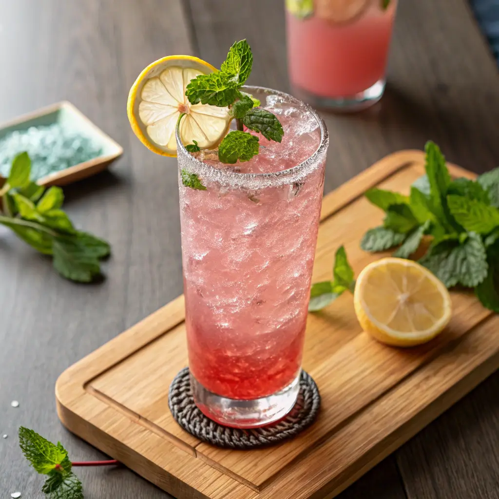 Stylish pink salt drink for weight loss.