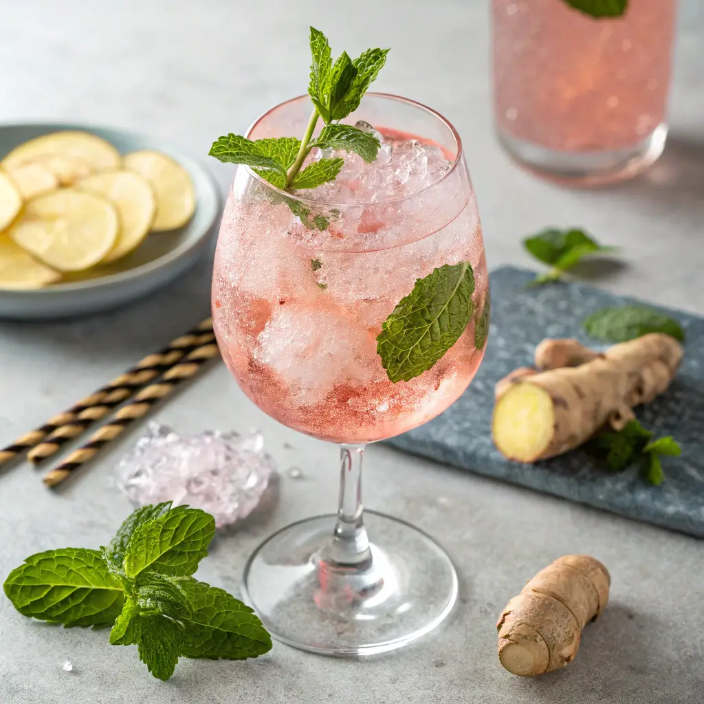 Himalayan pink salt weight loss drink with mint and ginger