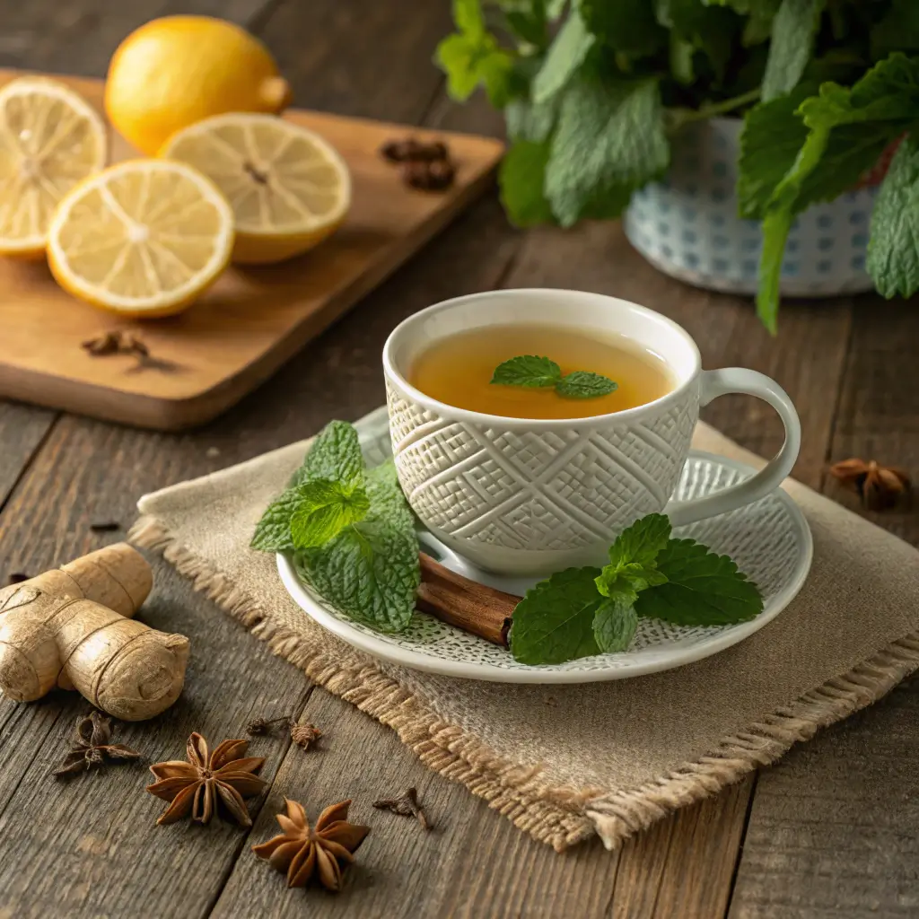 A cup of lemon balm tea