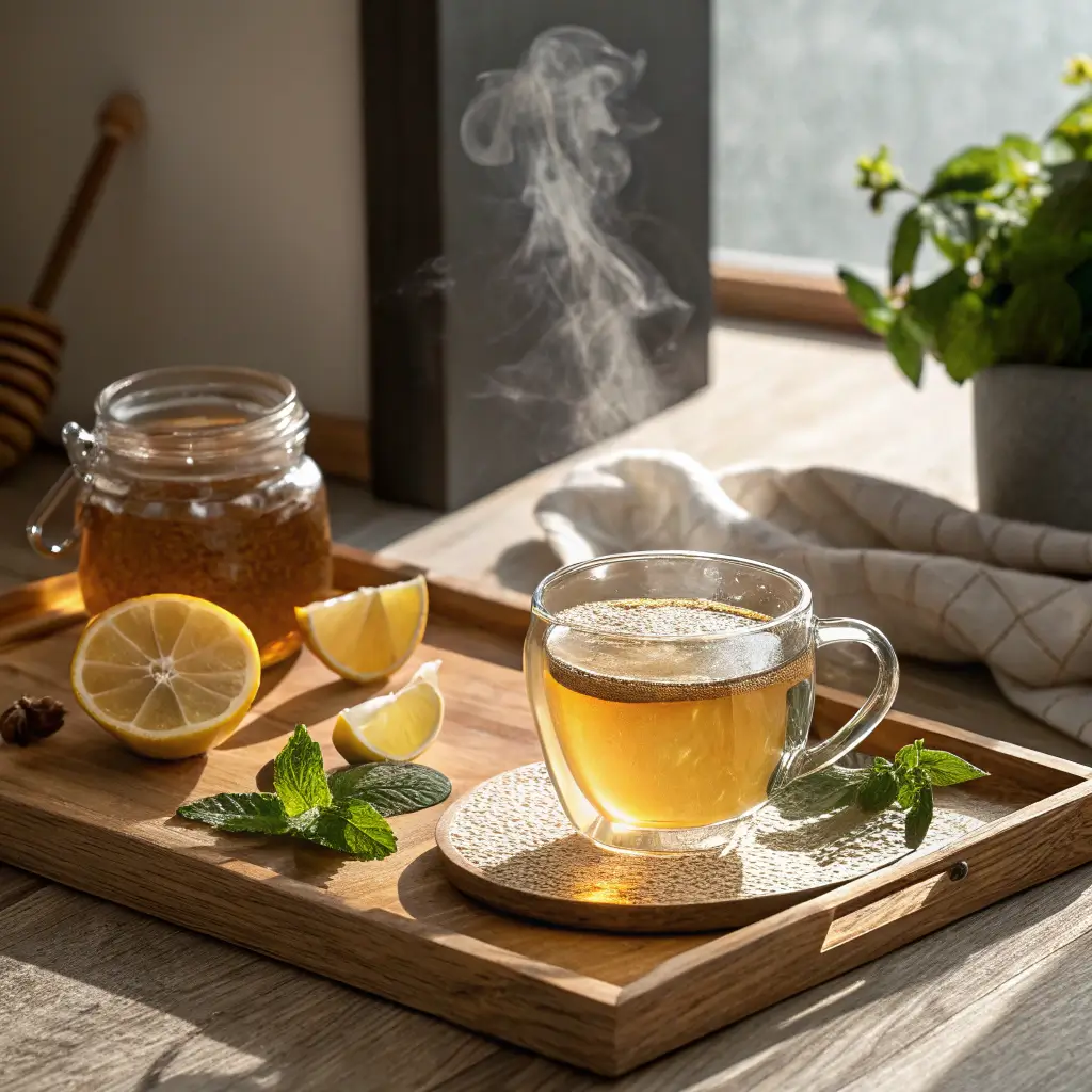 Cup of lemon balm tea