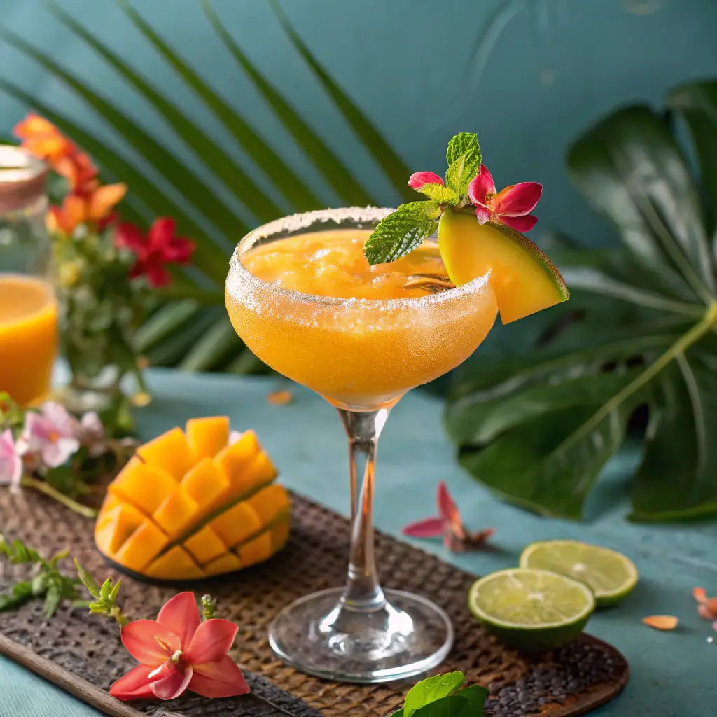 Stylish mango margarita ready to serve