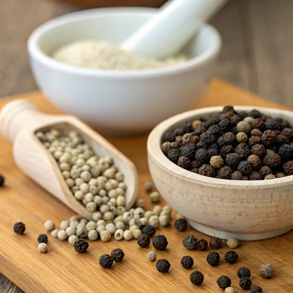 Ingredients for pepper vs white pepper.