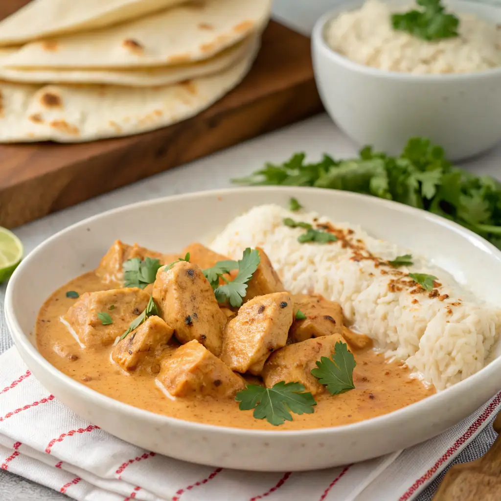 Plated pollo en crema de chipotle
