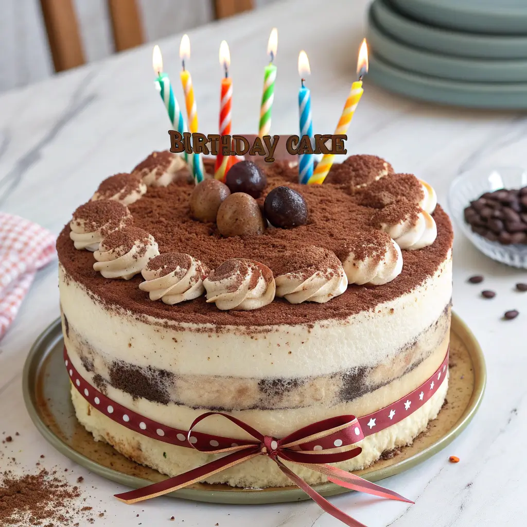 process of making tiramisu birthday cake