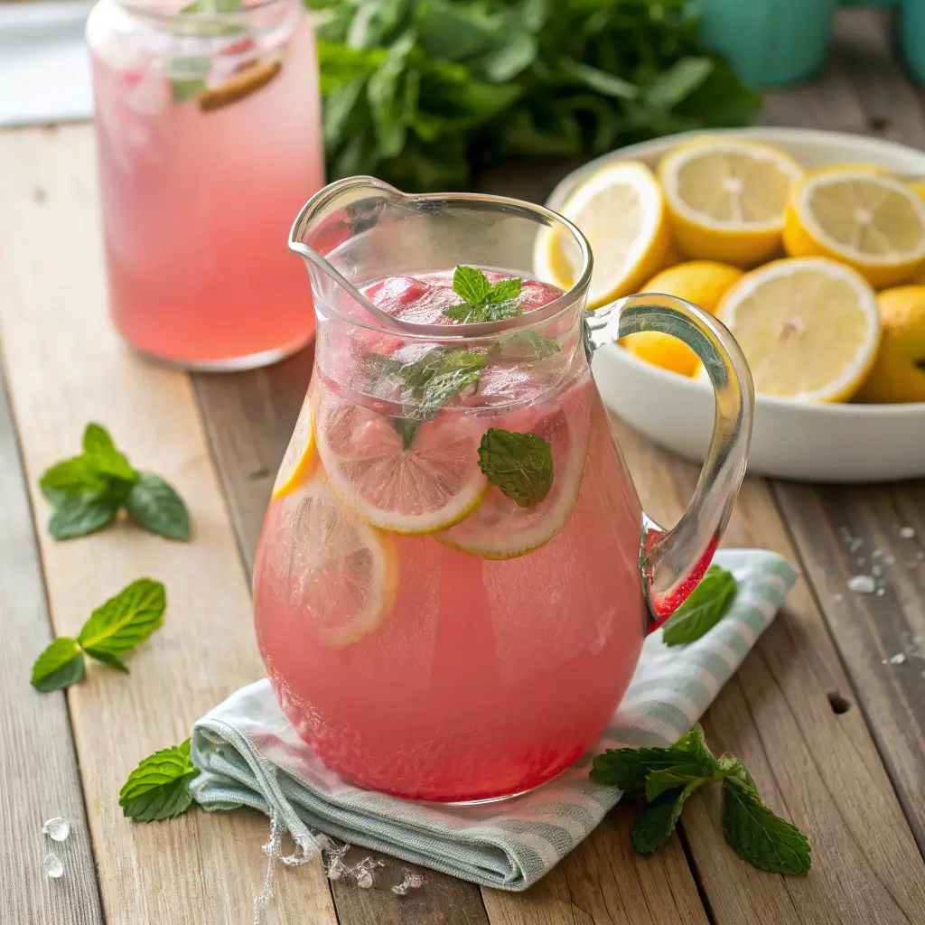 Refreshing homemade Mounjaro pink salt drink