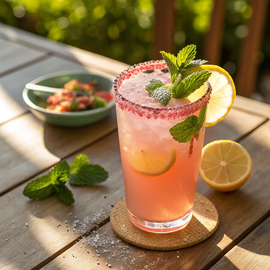 Homemade mounjaro drink with pink salt