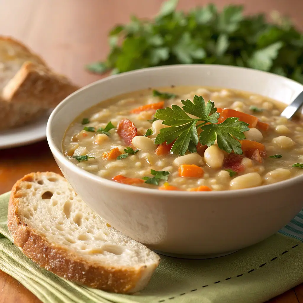 Bowl of navy bean soup