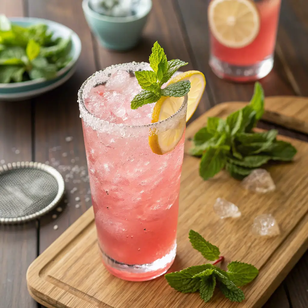 Refreshing pink salt trick drink