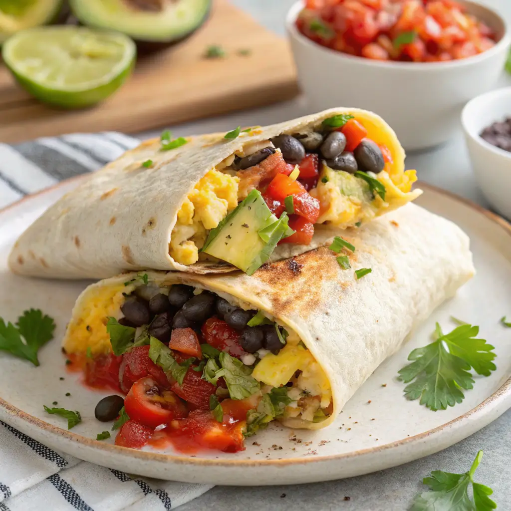 Finished breakfast burrito