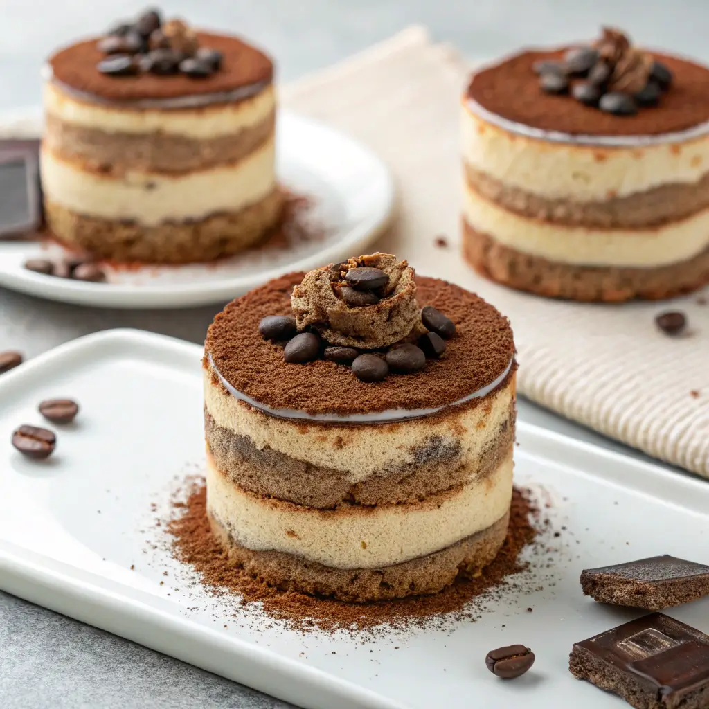Delicious tiramisu cakes ready to serve