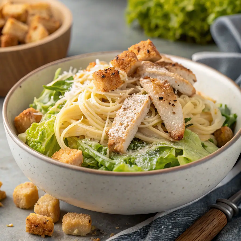 Delicious Chicken Caesar Salad Pasta
