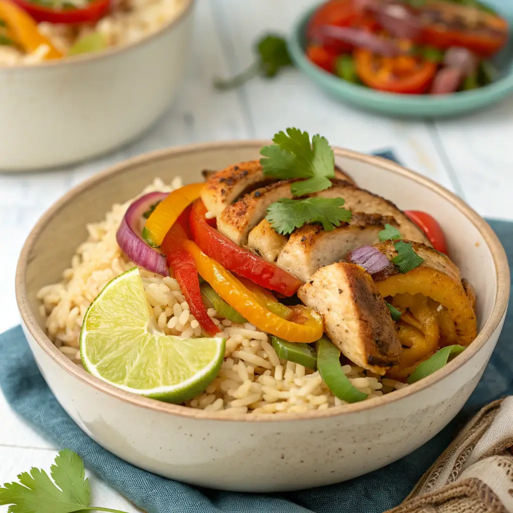 chicken fajita rice bowl