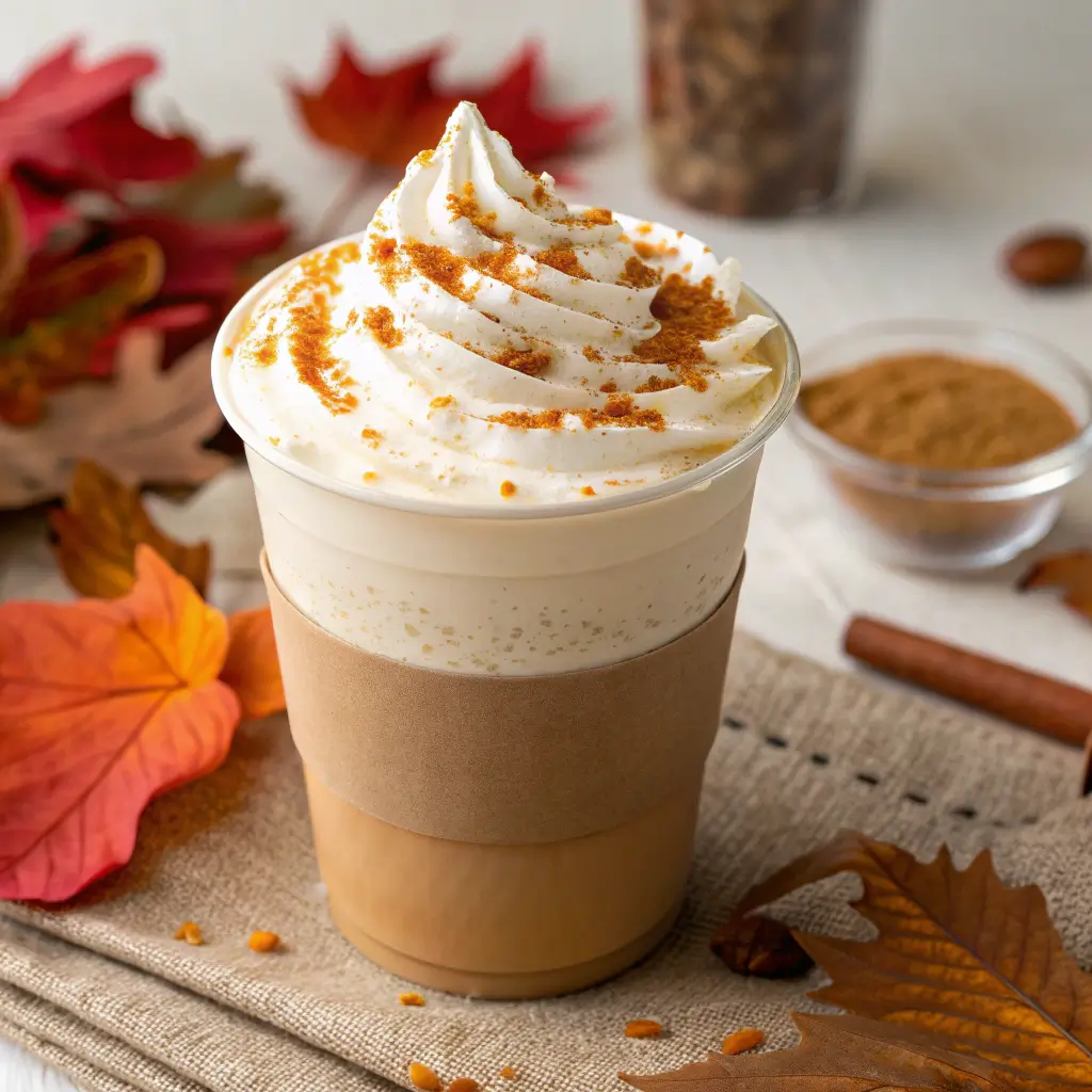 Pumpkin cold foam on coffee