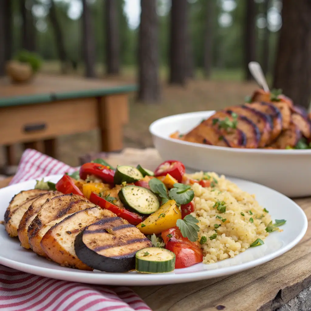 Plated side dish for BBQ chicken