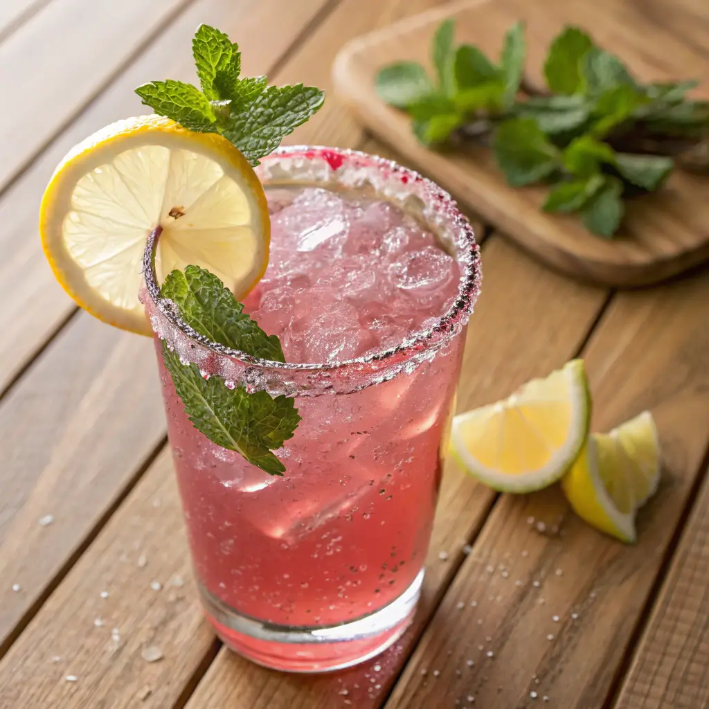 Refreshing pink salt trick drink