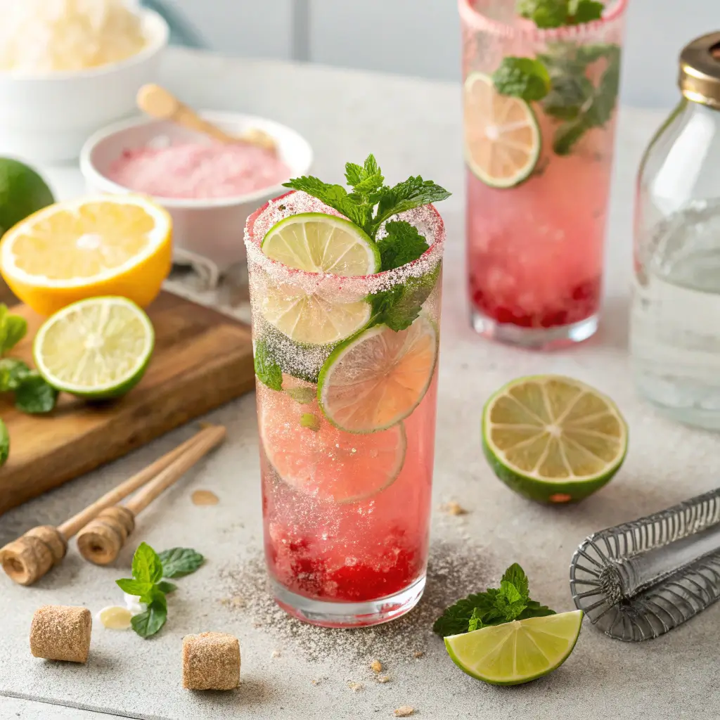 Preparing a refreshing pink salt drink
